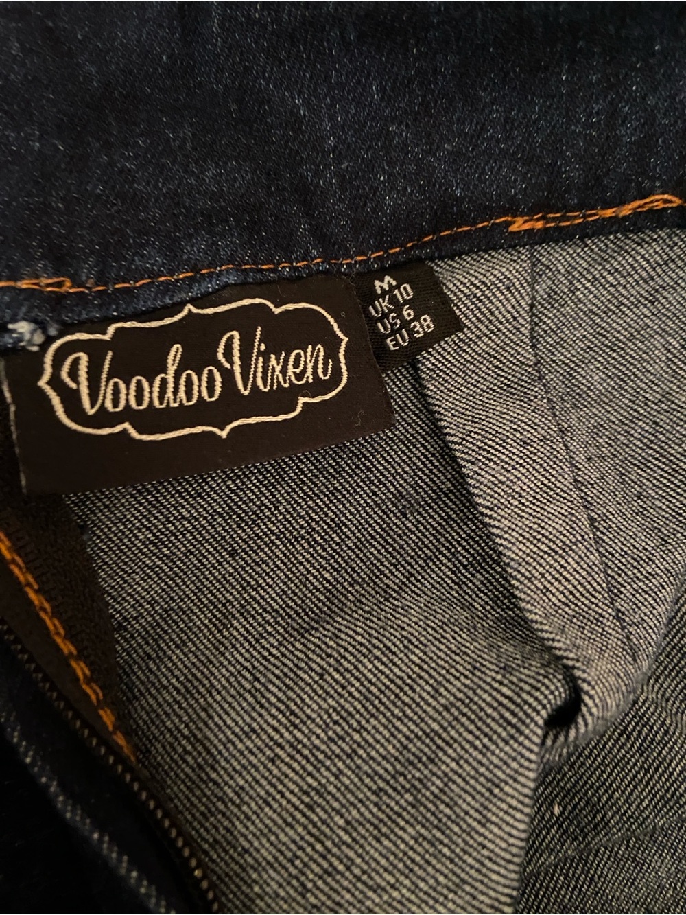 VooDoo Vixen size 6/M/UK10/EU38 heart overalls deep indigo ModCloth Motel NWOT - Picture 6 of 10